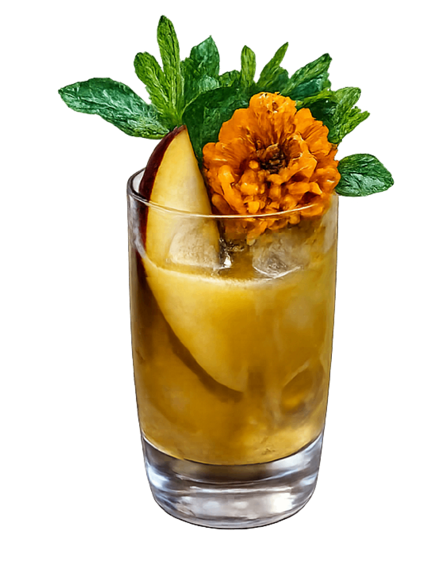 Golden Hour — alcohol-free botanical pour with mint and marigold